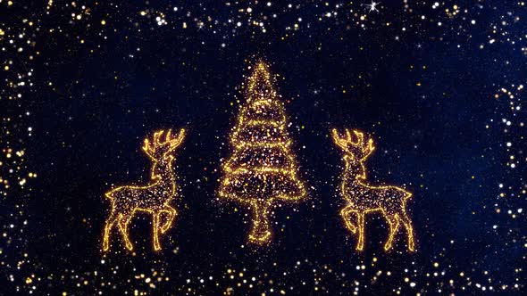 The Festive Glitter With Christmas Tree And Deer
