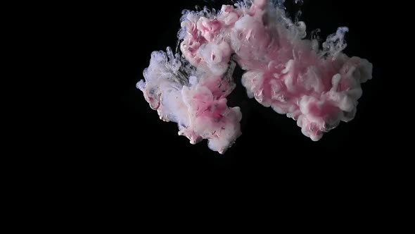 Rose Pink Fluid Pearl Inks Are Exploding, Creating Beautiful Cloud, Slow Motion alt