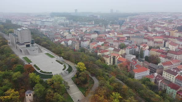 Aerial View of National Monument on Vitkov Hill - National War Memorial and History Museum, Prague