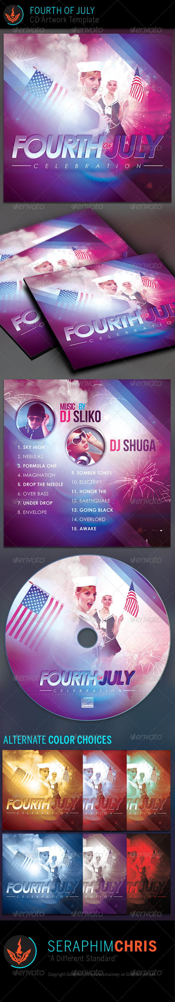 Fourth of July: CD Artwork Template - CD & DVD Artwork Print Templates