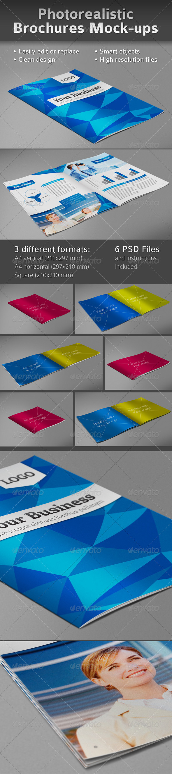 Photorealistic Brochures Preview Mock-ups