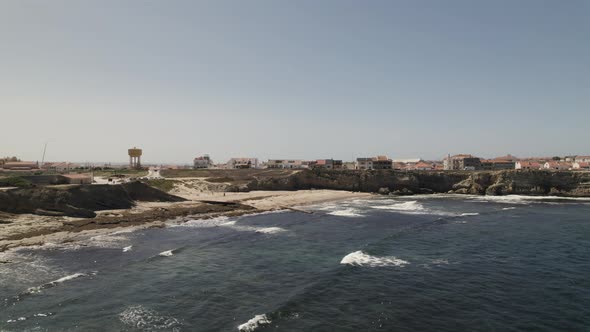 Aerial view small beach from Peniche Coast, Portugal