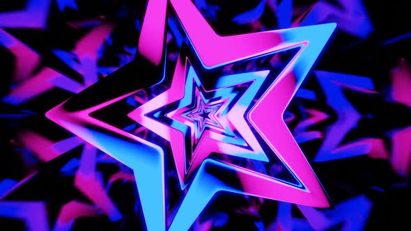 Abstract background with neon stars animation. Futuristic background