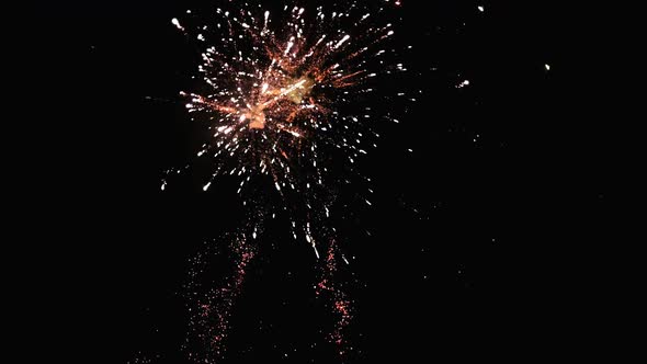 Real Fireworks Explosion On Smoke Foggy Black Motion Background Loop Sky On Fireworks Explosion.