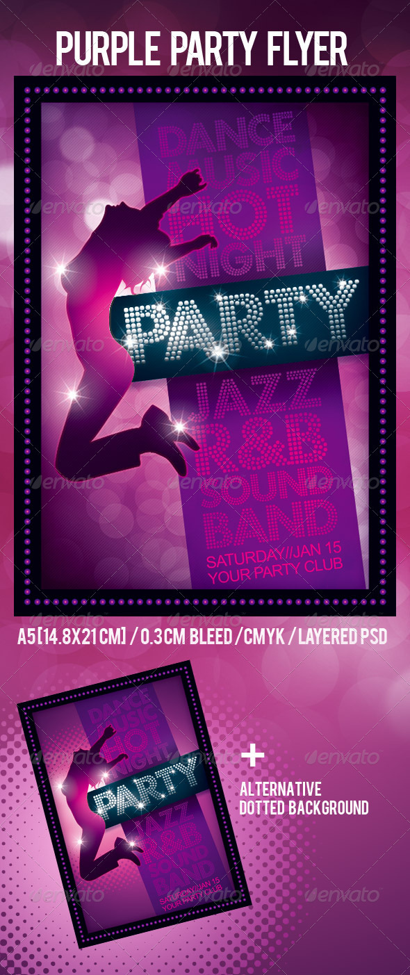Purple Party Flyer Template - Clubs & Parties Events