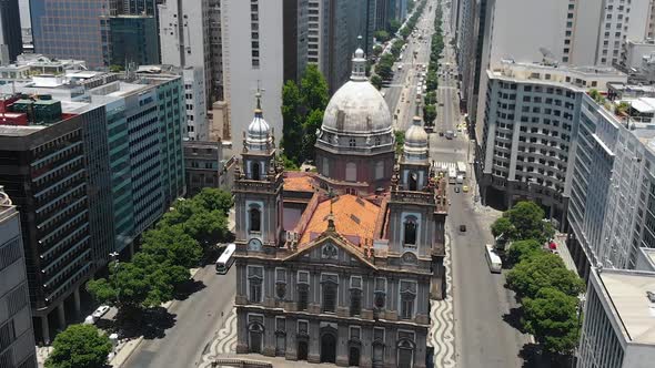 The Candelaria Church, Igreja Da Rio De Janeiro, Brazil (Aerial View, Panorama, Drone Footage) alt