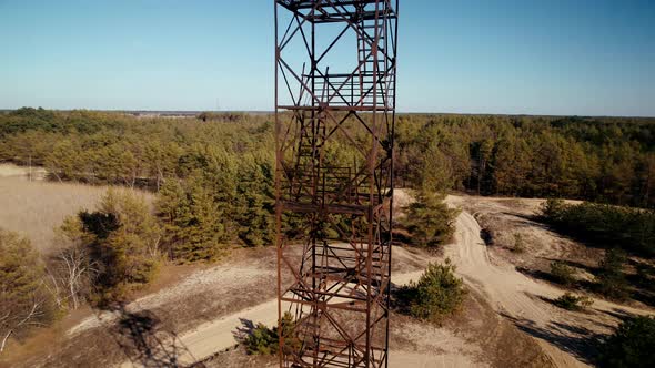 Fire Watchtower Built in Rural Area Overlooking Forests