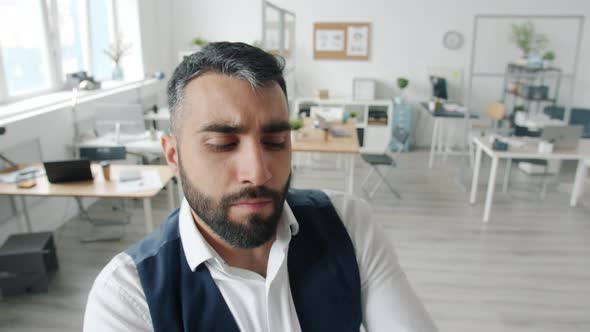 Joyful Businessman Dancing Looking at Camera Then Colleagues Running Throwing Money Having Fun alt