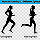 Healthy Woman Silhouette Running Three Speeds - VideoHive Item for Sale