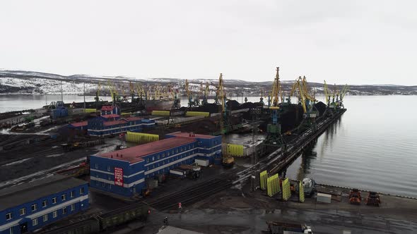 Coal Terminal of Murmansk Sea Port North of Russia