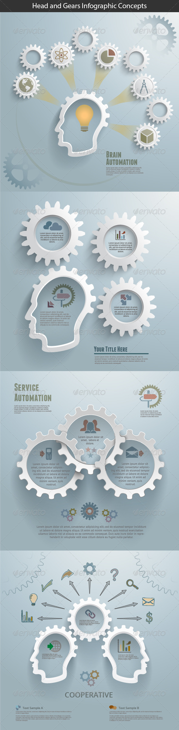 Head and Gears Infographic Concepts - Infographics