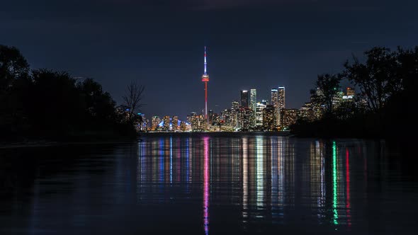 City Skyline Waterfront at Night