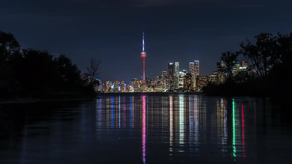 City Skyline Waterfront at Night