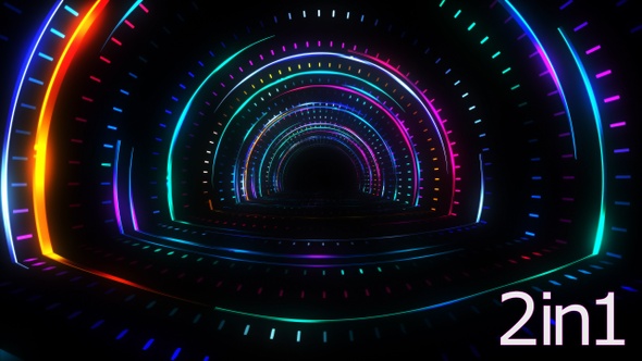 4k Colorful Neon Light Strokes Tunnel