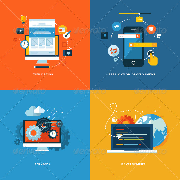 Flat Design Concept Icons for Web Development