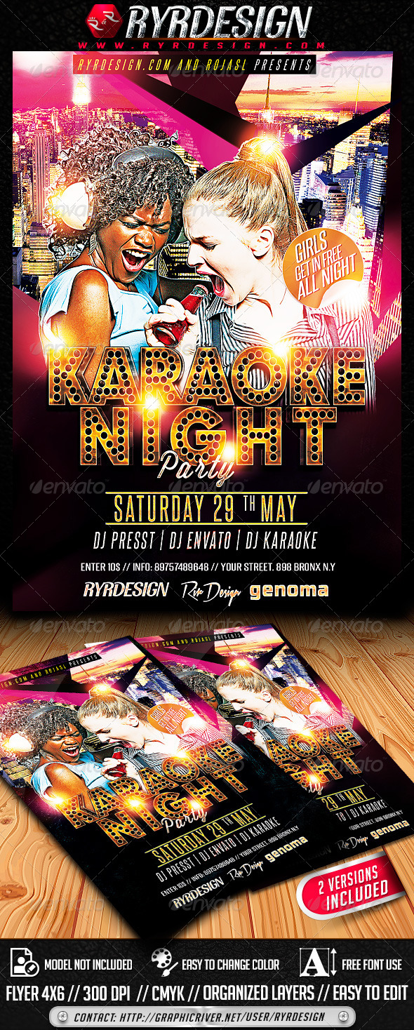 Karaoke Night Party PSD - Events Flyers