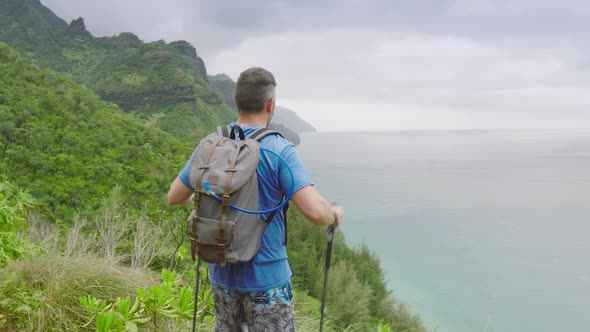Fit Mature Caucasian Gray Hair Man Enjoying His Time on a Trip to the Mountains alt