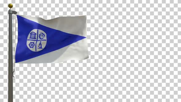 Minneapolis City Flag (Minnesota, USA) on Flagpole with Alpha Channel - 4K alt