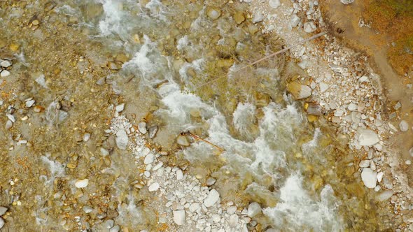 Amazing natural landscape Wild mountain river flowing through stone boulders Eastern Sayan Arshan alt