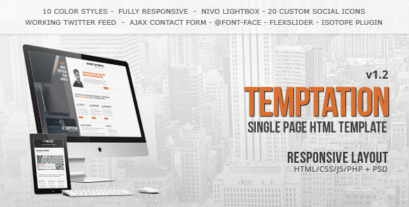 Exceptional Temptation - a Single Page Template