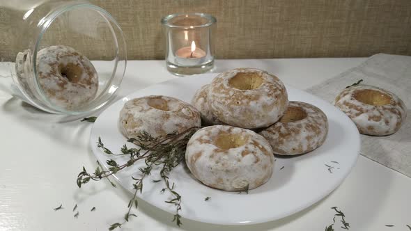 Woman Hand Takes Gingerbread Honey Cake alt