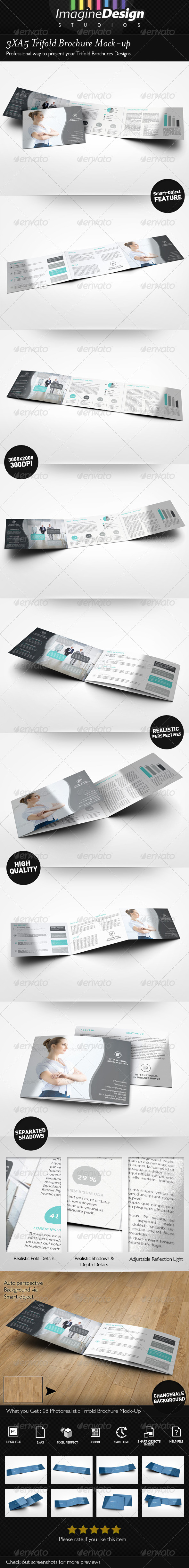 3xA5 Trifold Brochure Mock-up Landscape - Brochures Print