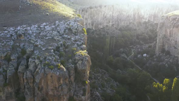 Ihlara Valley Canyon View From Air During Sunrise