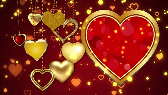 Golden Hearts Loop Background 4K alt