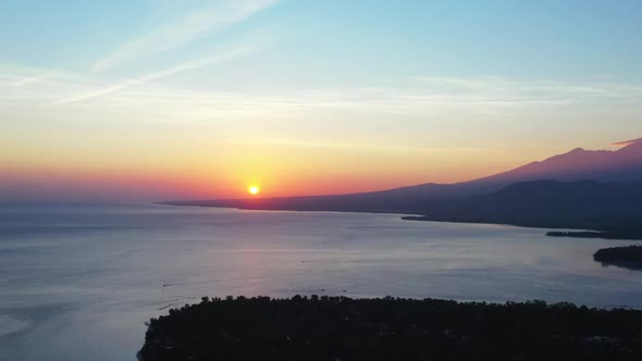 Aerial view scenery of luxury coast beach lifestyle by shallow ocean and white sand background of a  alt