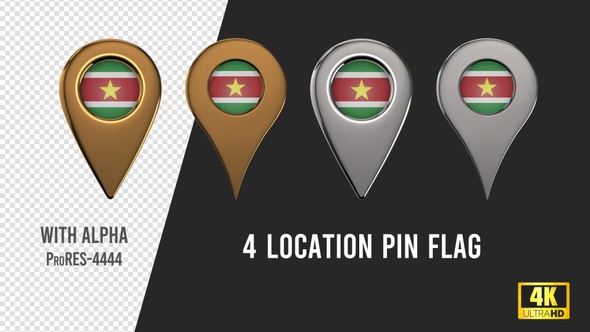 Suriname Flag Location Pins Silver And Gold alt