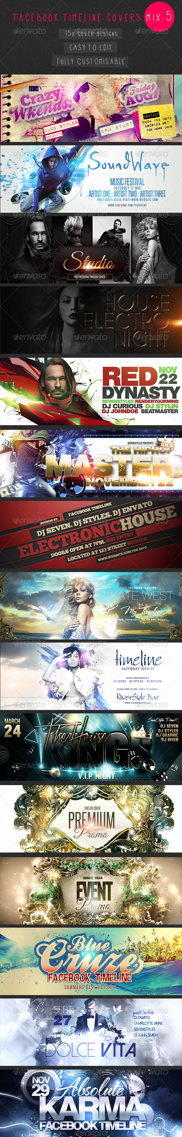 Facebook Timeline Covers Mix 5 - 15 Templates - Facebook Timeline Covers Social Media
