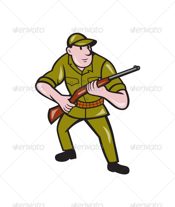 Hunter Carrying Rifle Cartoon By Patrimonio 