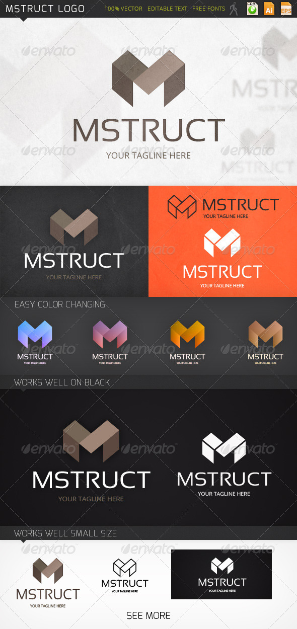 Mstruct Letter M Logo Template - Letters Logo Templates