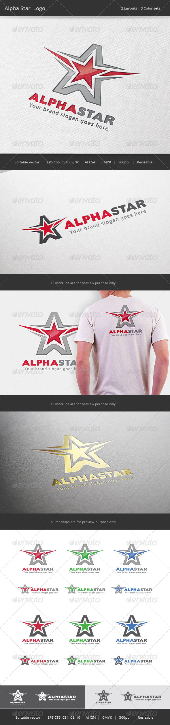 Alpha Star A Letter Logo