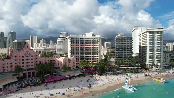 Pulling Back From Waikiki Aerial 4 K