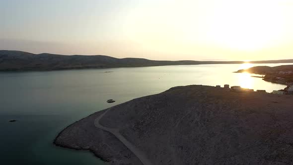 Peaceful dusk on Pag island, famous holiday destination in Croatia alt