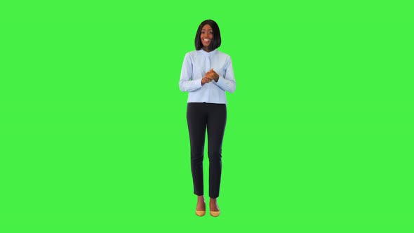 Young African American Female in Formal Business Outfit Show Okay Approval Sign Talking Gesturing on alt