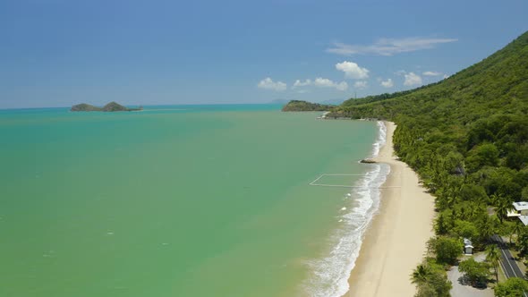 Aerial, Gorgeous View On Ellis Beach In Cairns, Queensland, Australia