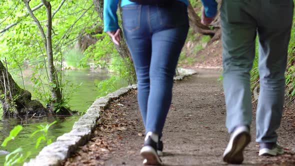 Couple Walking in a Summer Public Park alt