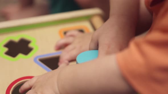 Little Baby Kids Playing Wooden Educational Sorter Different Blocks Shape Toy alt