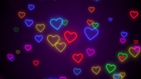  Glowing Neon Heart Shapes Particles Background Saint Valentine’s Day Seamles Loop 4K alt