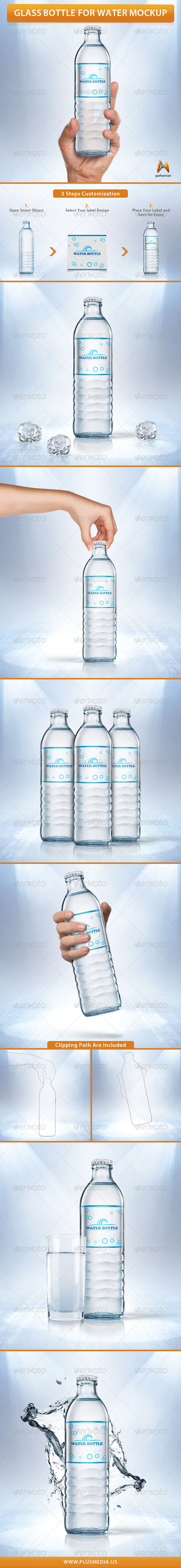 Glass Bottle for Water Mockup