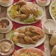 Top angle view of food on a dining table  - VideoHive Item for Sale
