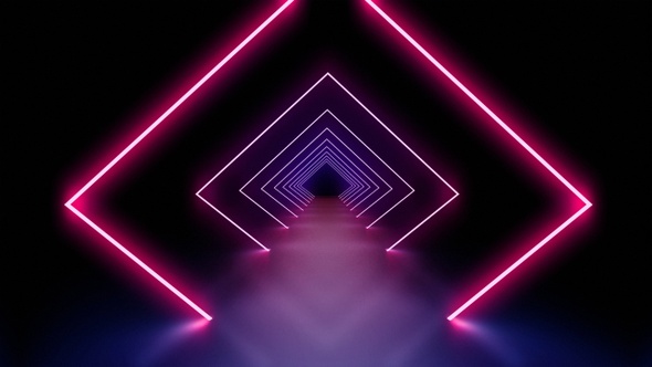 Futuristic Sci-Fi Blue And Purple Neon Light Tunnel