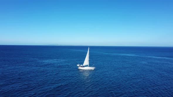 Aerial View of a Sailing Yaht, Zakynthos, Greece