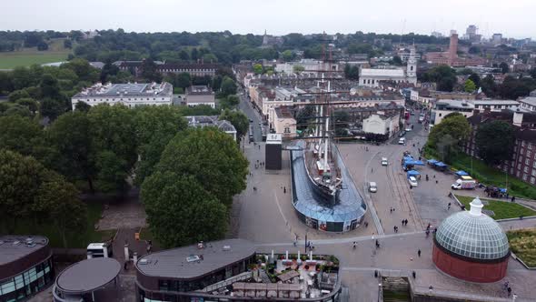 Drone View of the Cutty Sark Museum Near the Queen's Palace in London