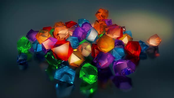Falling Jewels Or Gems On Black Shine Table