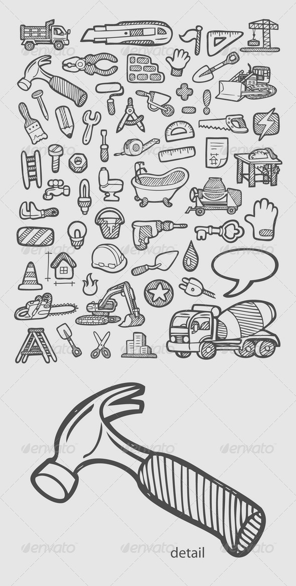 Construction Icons Sketch - Industries Business