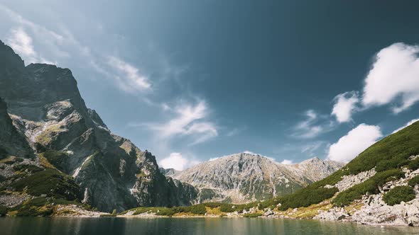 Tatra National Park, Poland. Calm Lake Czarny Staw Under Rysy And Summer Mountains Landscape alt