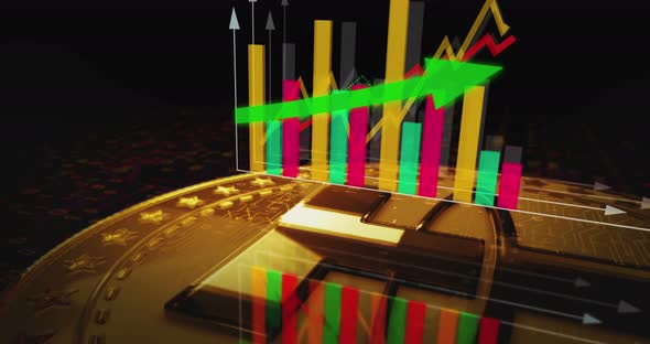 Tether USDT stablecoin cryptocurrency golden rotating coin on chart alt